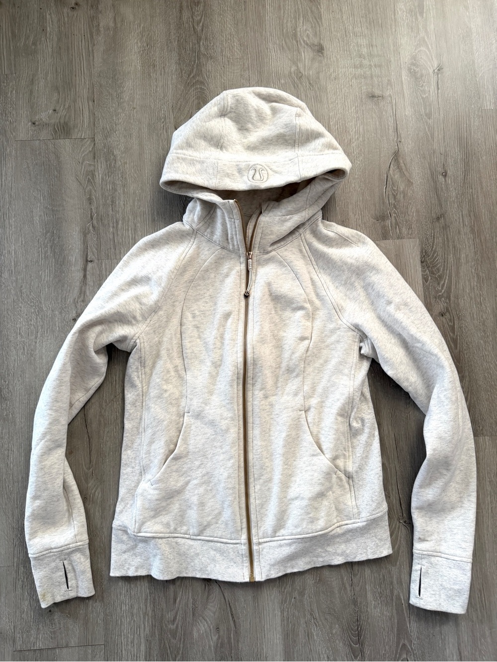 lululemon athletica Light Gray Full-Zip Hooded Scuba Sweatshirt Jacket 12
